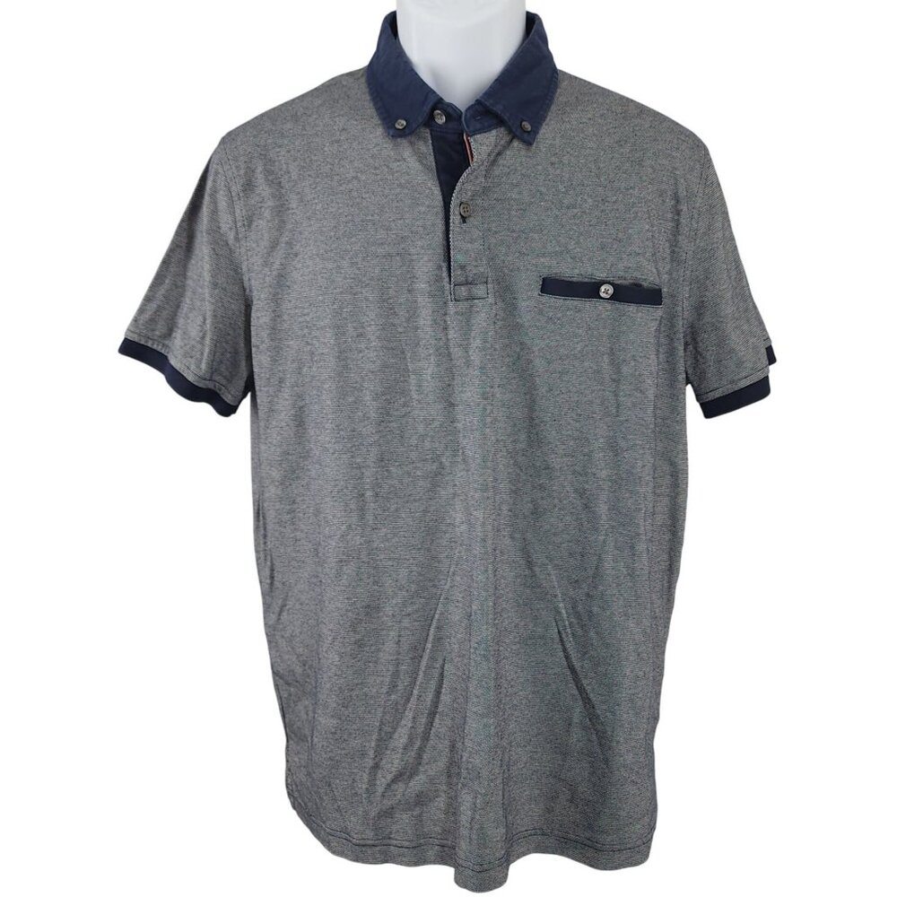 Men's Tommy Hilfiger Polo Slim Fit Shirt Short Sleeve Large 100% Cotton Navy